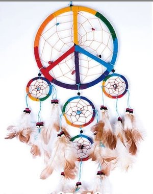 PUKA CREATIONS RAINBOW DREAM CATCHER PEACE SIGN