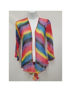 KALA IMPORTS LLC RAINBOW NET SHRUG TOP
