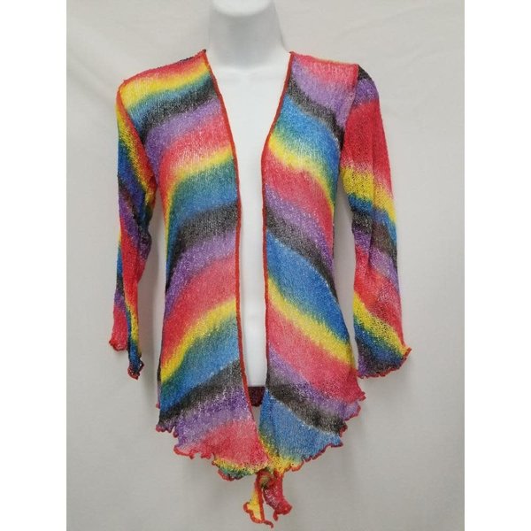 KALA IMPORTS LLC RAINBOW NET SHRUG TOP