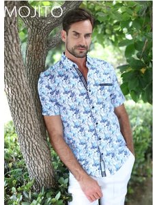 MOJITO X MOJITO X SLIM FIT HYPER STRETCH PRINT SHIRT BLUE/WHITE