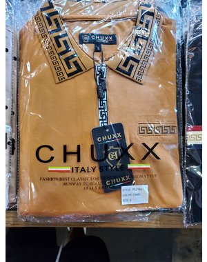 Chuxx CHUXX CAMEL POLO WITH GREEK SCROLL ZIPPER