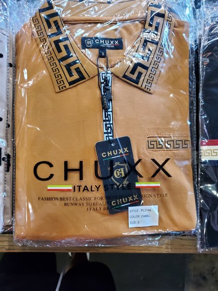 Chuxx CHUXX CAMEL POLO WITH GREEK SCROLL ZIPPER