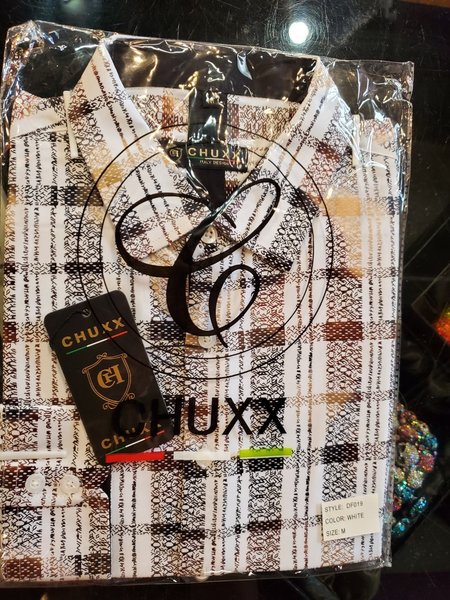 Chuxx CHUXX LONG SLEEVE WHITE WITH IRIDESCENT PLAID