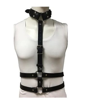 ROUGE ROUGE LEATHER BODY HARNESS WITH CHOKER