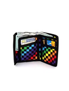 FYDELITY FYDELITY 80's RFID DATA PRTOTECTION INDY WALLET CHECKERED RAINBOW