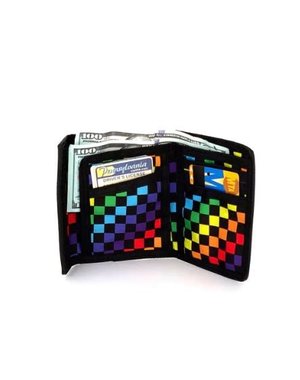 FYDELITY FYDELITY 80's RFID DATA PRTOTECTION INDY WALLET CHECKERED RAINBOW