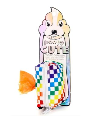 FYDELITY FYDELITY POOPCUTE DOGGY WASTE BAG HOLDER INDY RAINBOW CHECKERED