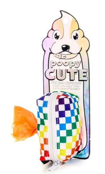FYDELITY FYDELITY POOPCUTE DOGGY WASTE BAG HOLDER INDY RAINBOW CHECKERED
