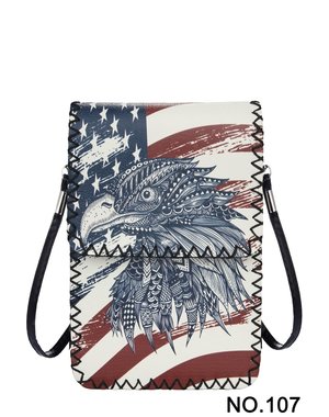 OLE FASHION OLE FASHION EAGLE DESIGN LEATHER CROSSBODY BAG