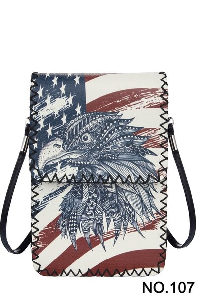 OLE FASHION OLE FASHION EAGLE DESIGN LEATHER CROSSBODY BAG