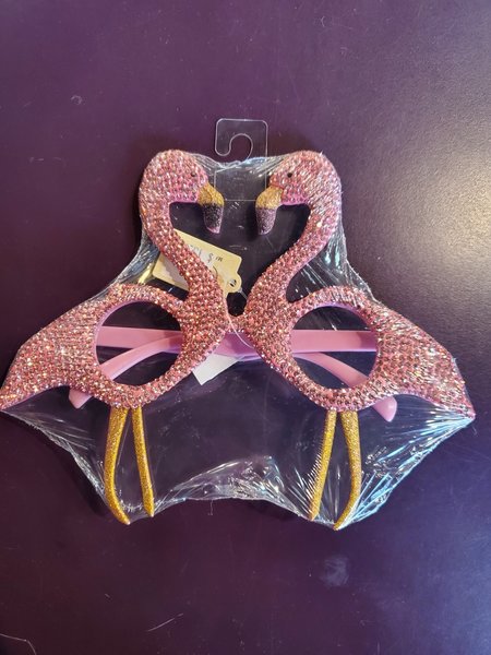 OLE FASHION BEJEWELED FLAMINGO GLASSES (NO LENS)