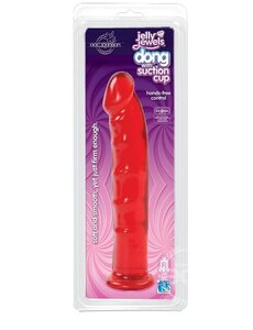 Doc Johnson JELLY JEWEL DONG WITH SUCTION 8" RED