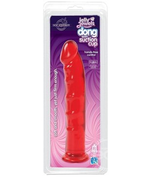 Doc Johnson JELLY JEWEL DONG WITH SUCTION 8" RED