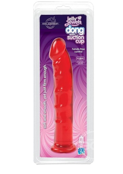 Doc Johnson JELLY JEWEL DONG WITH SUCTION 8" RED
