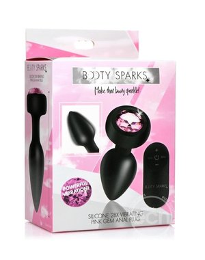 XR Brands BOOTY SPARKS PINK GEM PLUG W/REMOTE SM