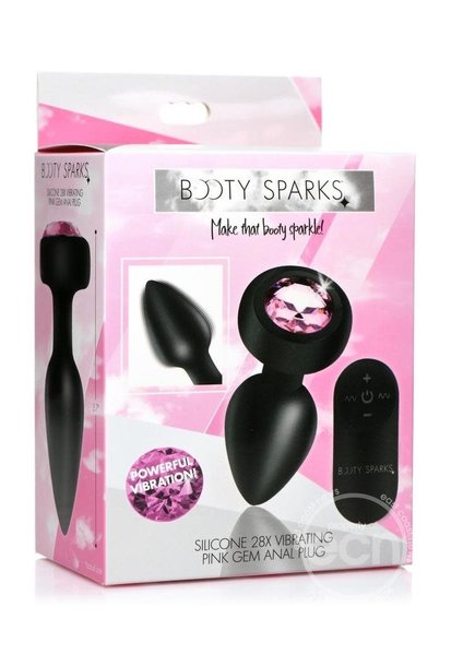 XR Brands BOOTY SPARKS PINK GEM PLUG W/REMOTE SM