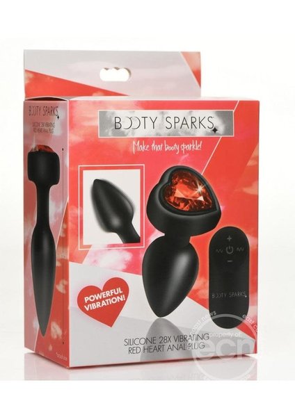 XR Brands BOOTY SPARKS RED HEART PLUG W/REMOTE SM