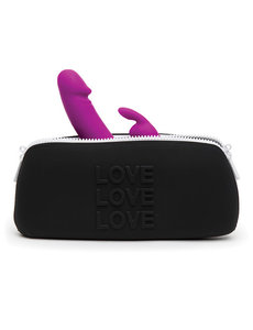 RAINBOW HAPPY RABBIT LOVE STORAGE BAG MEDIUM BLACK