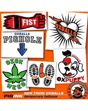 OXBALLS OX BALLS PIG INK TEMP TATTOOS