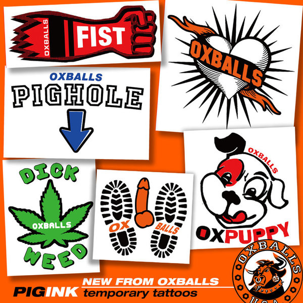 OXBALLS OX BALLS PIG INK TEMP TATTOOS