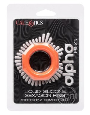CalExotics ALPHA LIQUID SILICONE SEXAGON RING ORANGE