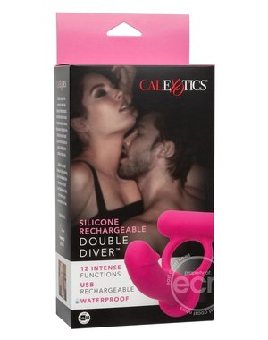 CalExotics SILICONE RECHARGEABLE DOUBLE DIVER RING PINK