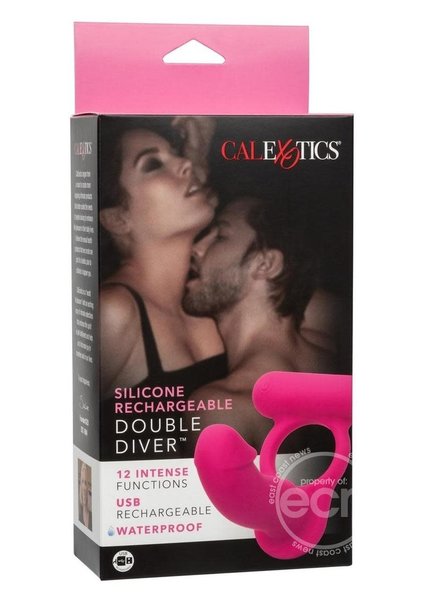 CalExotics SILICONE RECHARGEABLE DOUBLE DIVER RING PINK