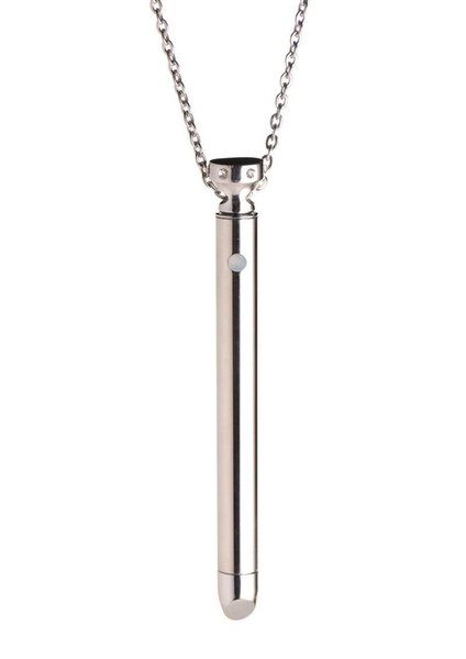 XR Brands CHARMED STAINLESS STEEL RECHARGEABLE 7X VIBRATING NECKLACE