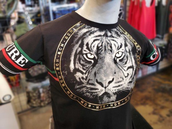 BUCHELI BUCHELI TIGER PRINT T-SHIRT BLACK