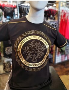 BUCHELI BUCHELI LARGE GOLD MEDUSA PRINT T-SHIRT BLACK