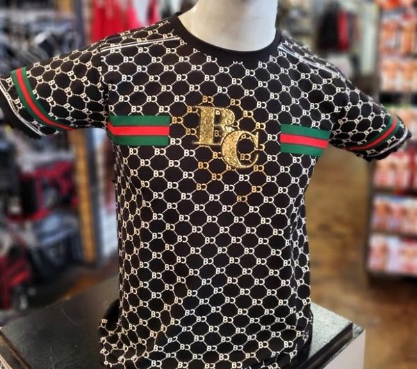 BUCHELI BUCHELI  GOLD BC LOGO PRINT T-SHIRT