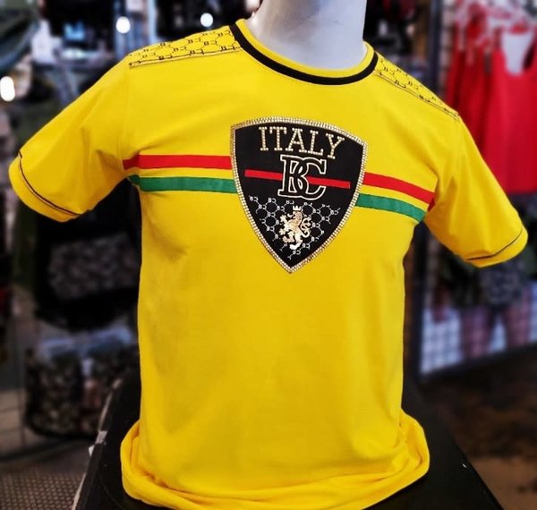 BUCHELI BUCHELI  ITALY BC SHIELD PRINT T-SHIRT YELLOW