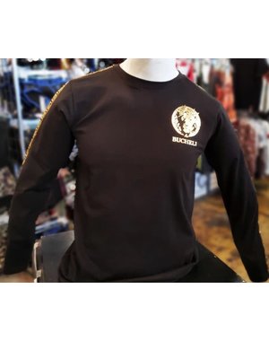 BUCHELI BUCHELI SMALL GOLD LION LONG SLEEVE T-SHIRT BLACK