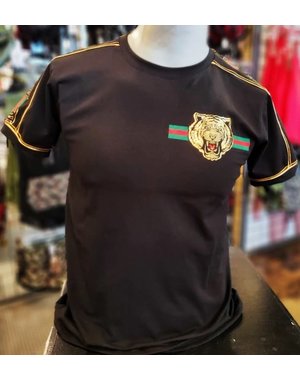 BUCHELI BUCHELI SMALL GOLD TIGER PRINT T-SHIRT BLACK