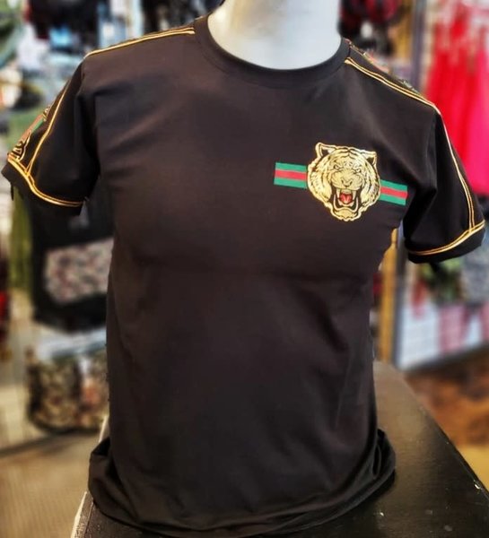 BUCHELI BUCHELI SMALL GOLD TIGER PRINT T-SHIRT BLACK