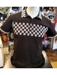 Chuxx CHUXX BLACK POLO WITH CHECKERBOARD COLLAR