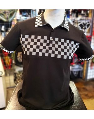 Chuxx CHUXX BLACK POLO WITH CHECKERBOARD COLLAR