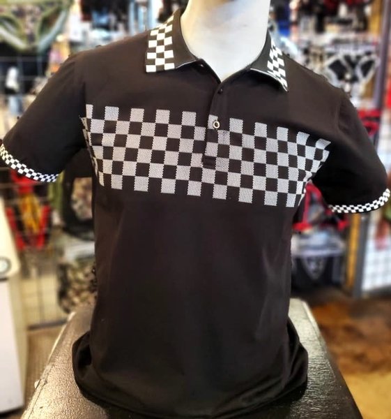 Chuxx CHUXX BLACK POLO WITH CHECKERBOARD COLLAR