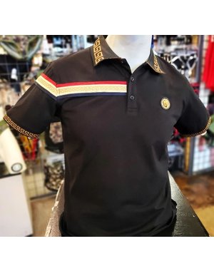 Chuxx CHUXX BLACK POLO WITH METAL LIONS HEAD BADGE