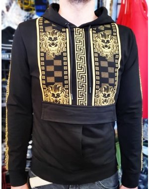 Chuxx CHUXX PULL OVER HOODIE BLACK WITH LION PRINT