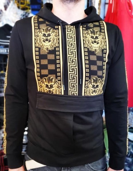 Chuxx CHUXX PULL OVER HOODIE BLACK WITH LION PRINT