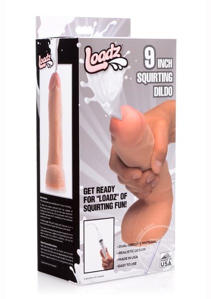 XR Brands LOADZ DUAL DENSITY SQUIRTING COCK 9" VANILLA