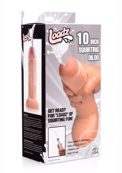 XR Brands LOADZ DUAL DENSITY SQUIRTING COCK 10" VANILLA