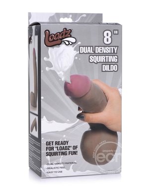 XR Brands LOADZ DUAL DENSE SQUIRT DILDO 8" DARK