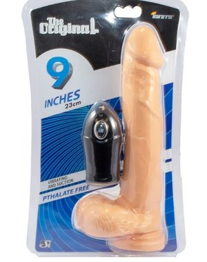 IGNITE VIBRATING DONG WITH BALLS & SUCTION 9" FLESH