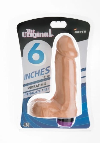 JIM DIAMOND VIBRATING DONG WITH BALLS 6" FLESH