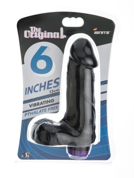 IGNITE COCK WITH BALLS 6" VIBRATING BLACK