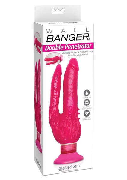 PIPEDREAM PRODUCTS WALL BANGER DOUBLE PENETRATOR VIBRATING 9" PINK