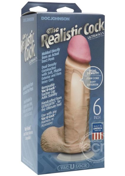 Doc Johnson THE REALISTIC COCK ULTRASKYN W/ BALLS 6" VANILLA