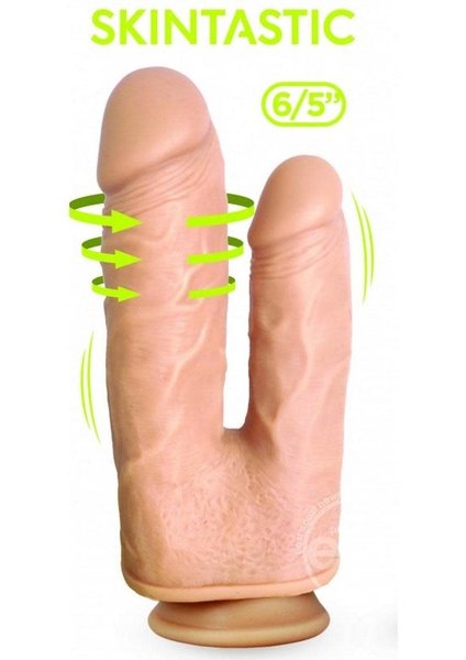 Skinsations SKINTASTIC VIBRATING & ROTATION DOUBLE PENETRATION DUPLEXXX SILICONE 6"/5" VANILLA